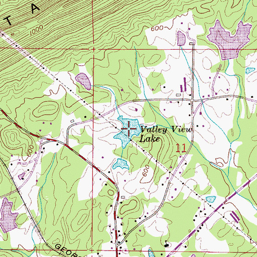 Topographic Map of Valley View Lake, AL