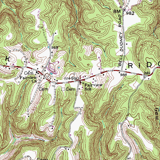 Topographic Map of Fairview School, TN