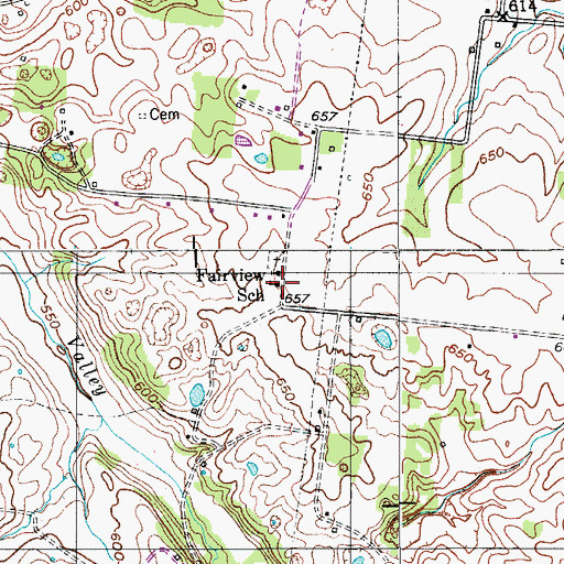 Topographic Map of Fairview School, TN