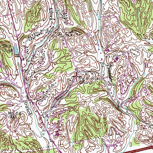 Topographic Map of Faith Bible Church, TN