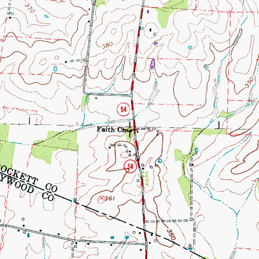 Topographic Map of Faith Church, TN