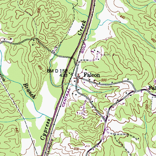 Topographic Map of Falcon, TN