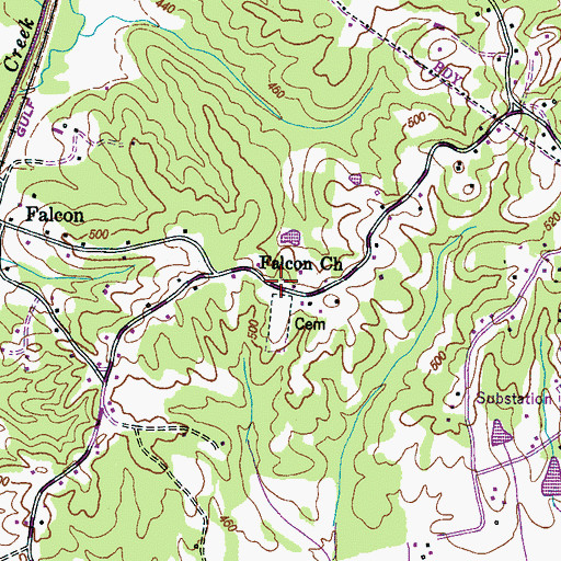 Topographic Map of Falcon Church, TN