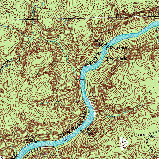 Topographic Map of Fall Branch, TN
