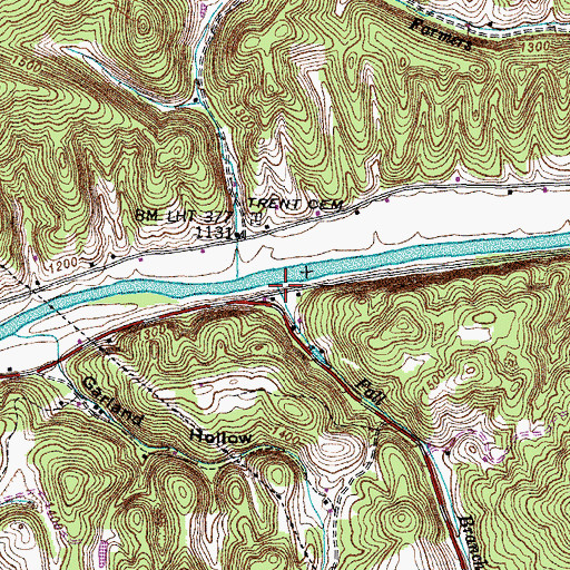 Topographic Map of Fall Branch, TN