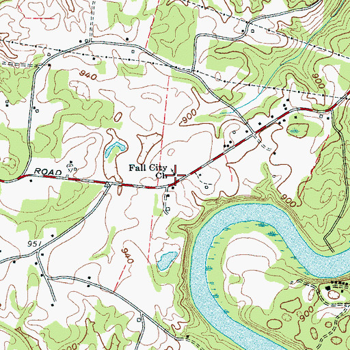 Topographic Map of Fall City Church, TN