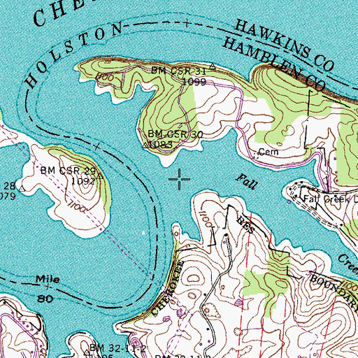 Topographic Map of Fall Creek, TN