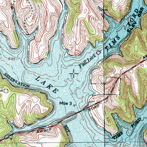 Topographic Map of Fall Lick Creek, TN