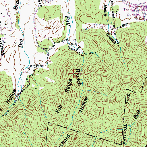 Topographic Map of Fall Ridge, TN
