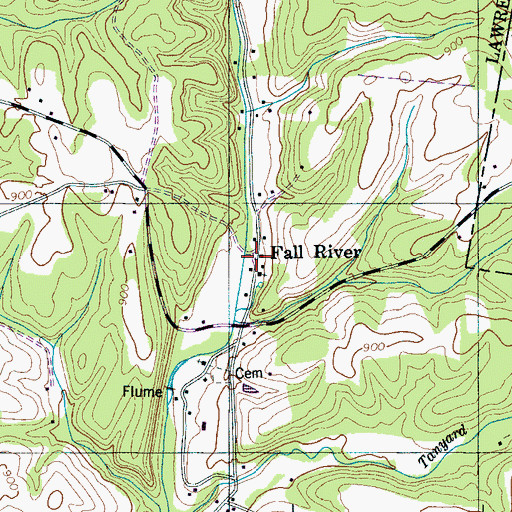 Topographic Map of Fall River, TN