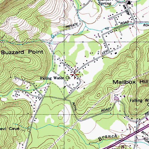 Topographic Map of Falling Water Church, TN
