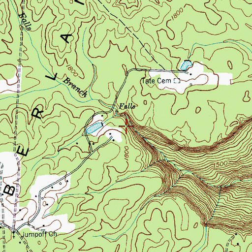 Topographic Map of Falls Branch, TN