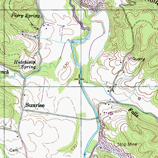Topographic Map of Falls Branch, TN