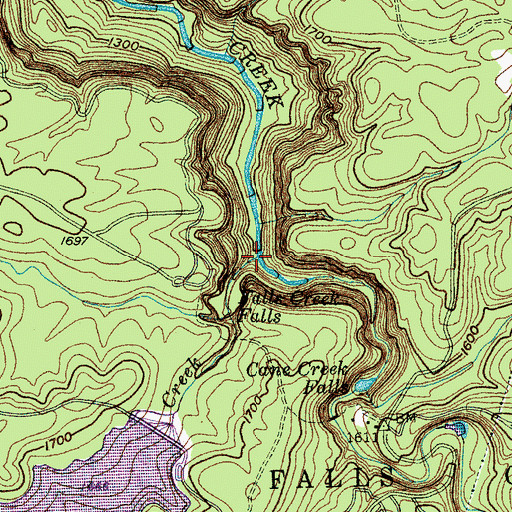 Topographic Map of Fall Creek, TN