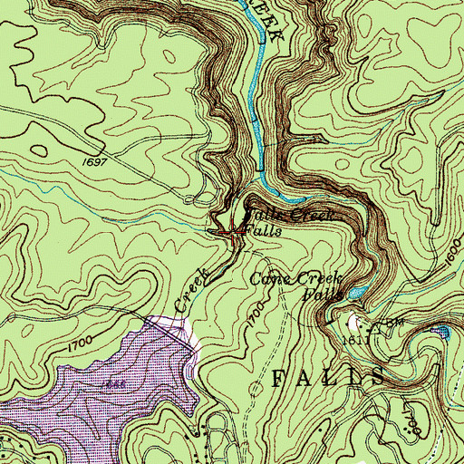 Topographic Map of Fall Creek Falls, TN