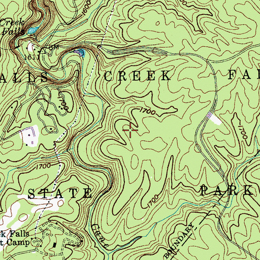 Topographic Map of Fall Creek Falls State Park, TN