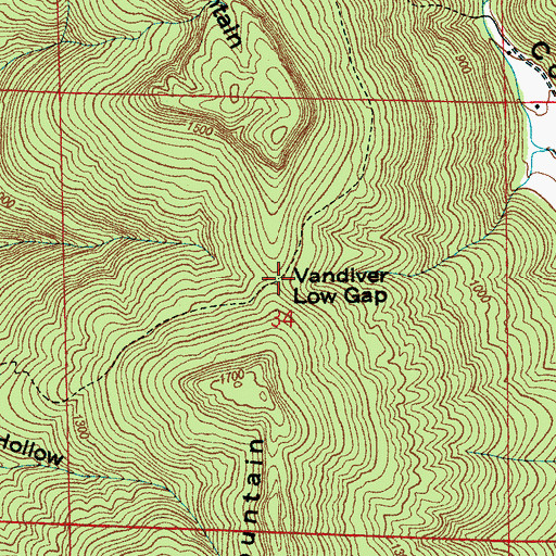 Topographic Map of Vandiver Low Gap, AL