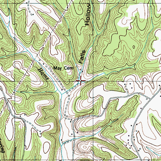 Topographic Map of Falls Hollow, TN