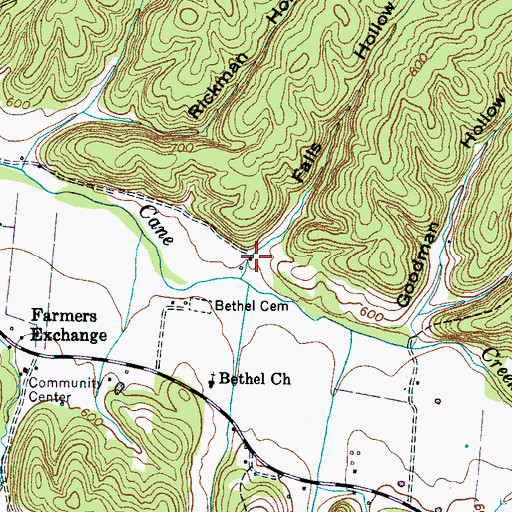 Topographic Map of Falls Hollow, TN
