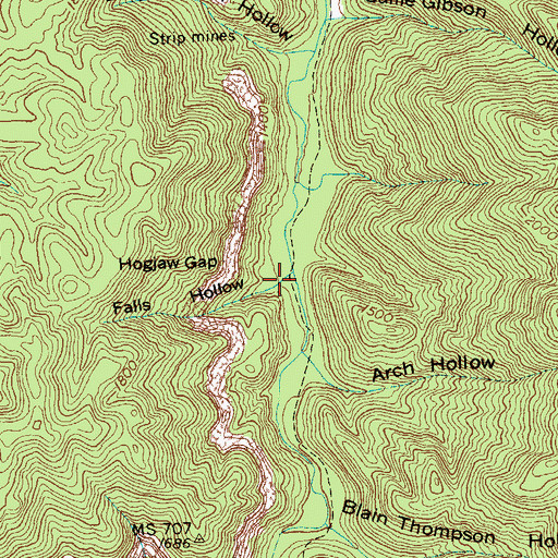 Topographic Map of Falls Hollow, TN