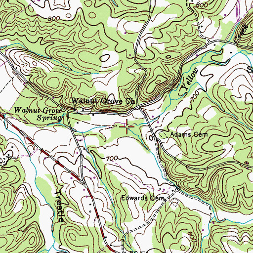 Topographic Map of Fannie Branch, TN