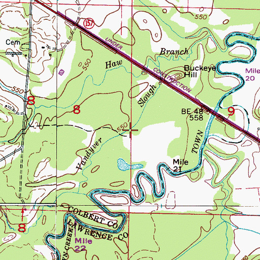 Topographic Map of Vandyver Slough, AL