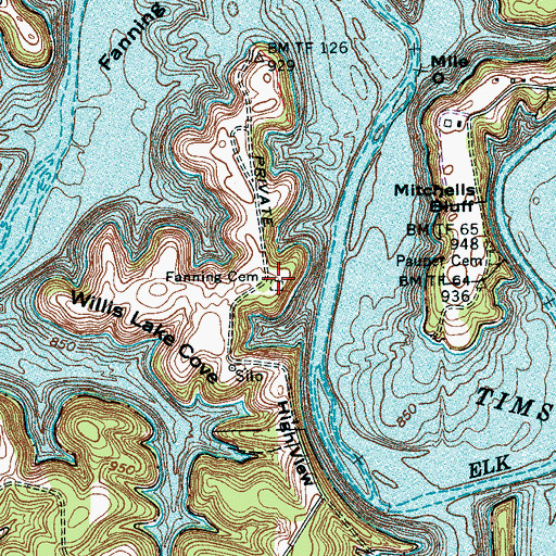 Topographic Map of Fanning Cemetery, TN