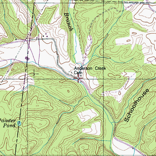 Topographic Map of Fanny Branch, TN