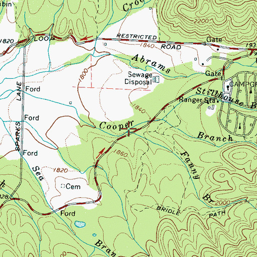Topographic Map of Fanny Branch, TN
