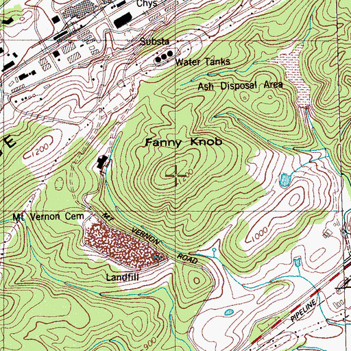 Topographic Map of Fanny Knob, TN