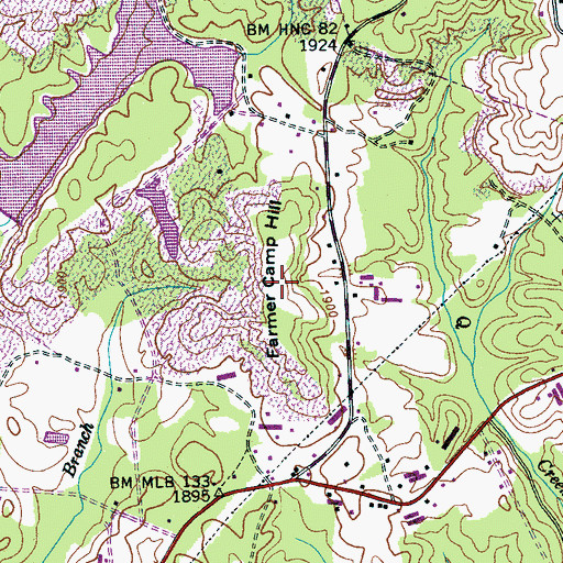 Topographic Map of Farmer Camp Hill, TN