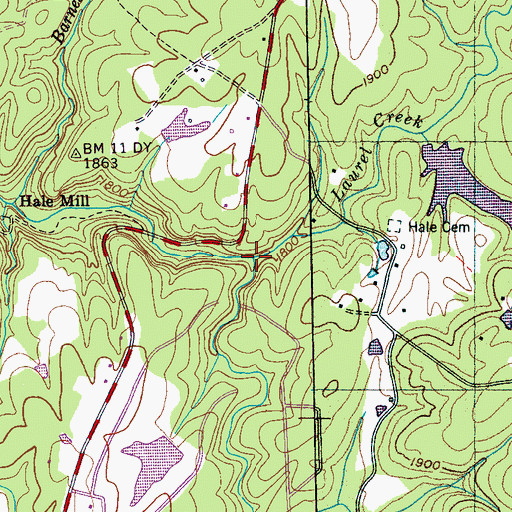 Topographic Map of Farmers Creek, TN