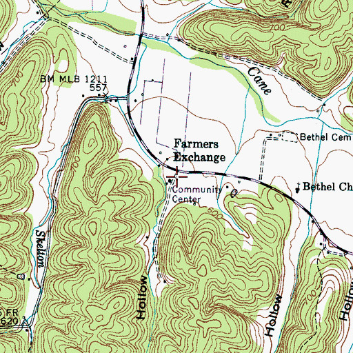 Topographic Map of Farmers Exchange, TN