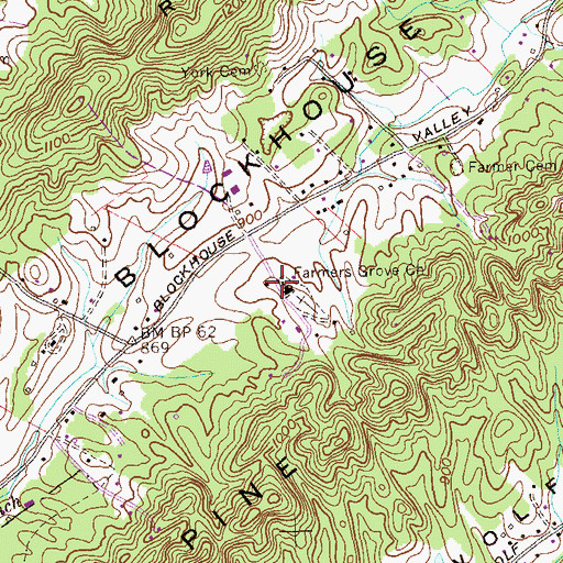 Topographic Map of Farmers Grove Baptist Church, TN