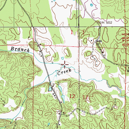 Topographic Map of Varden Branch, AL