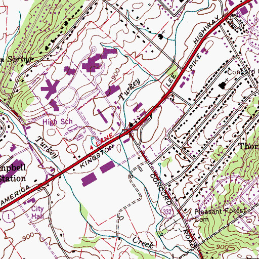 Topographic Map of Farragut, TN