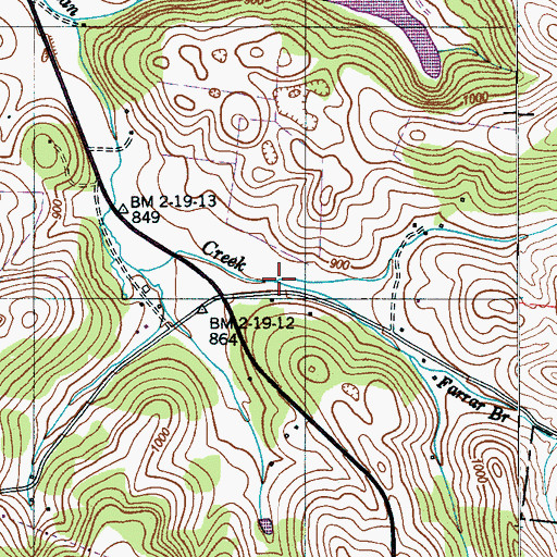 Topographic Map of Farrar Branch, TN