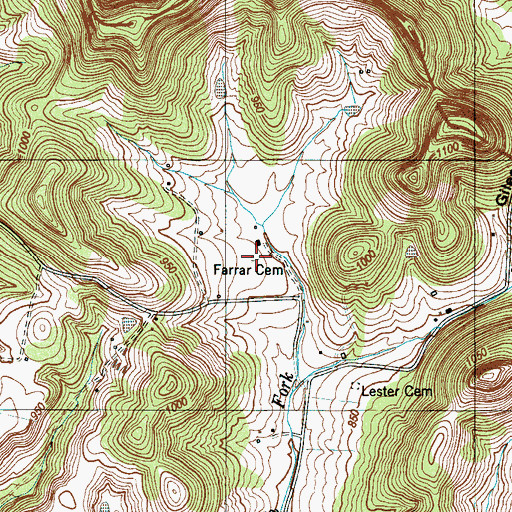 Topographic Map of Farrar Cemetery, TN