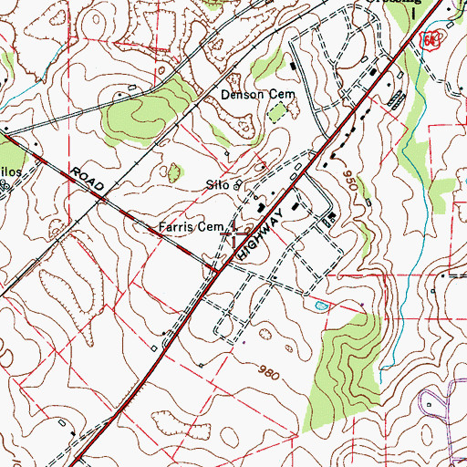 Topographic Map of Farris Cemetery, TN