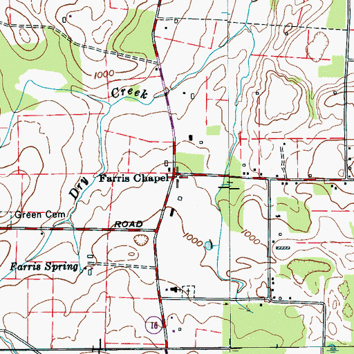 Topographic Map of Farris Chapel, TN