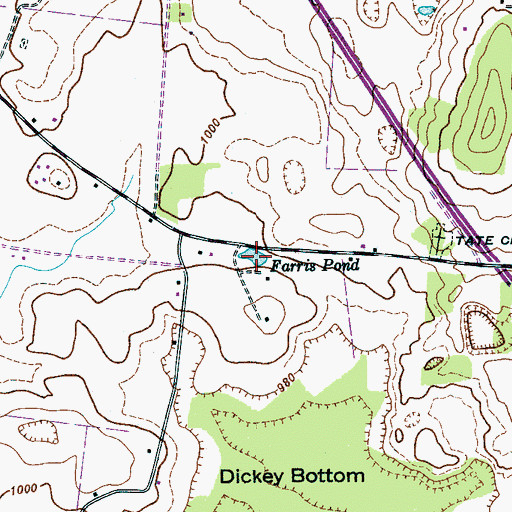 Topographic Map of Farris Pond, TN