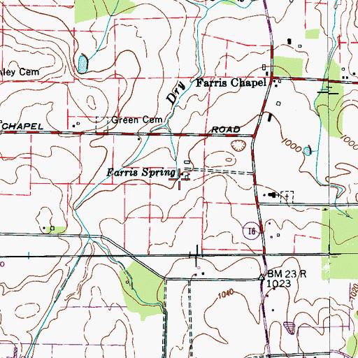 Topographic Map of Farris Spring, TN