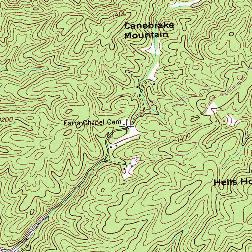 Topographic Map of Farrs Chapel Cemetery, TN