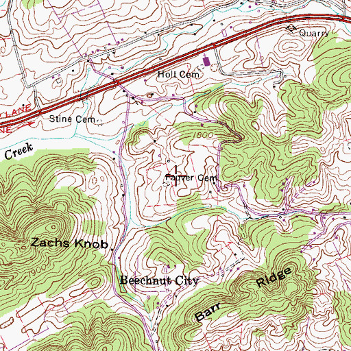 Topographic Map of Fauver Cemetery, TN