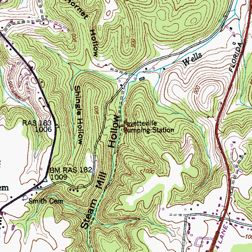 Topographic Map of Fayetteville Pumping Station, TN