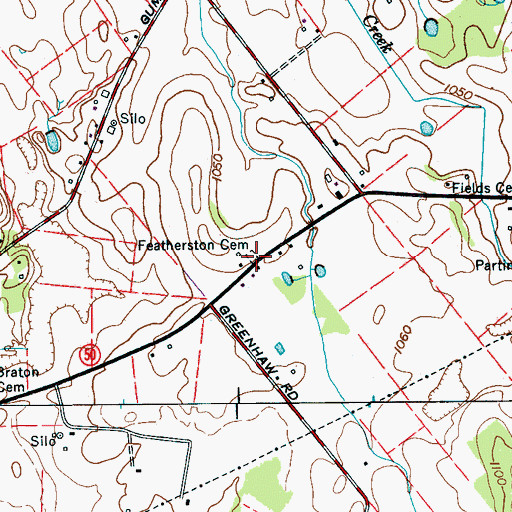 Topographic Map of Featherston Cemetery, TN