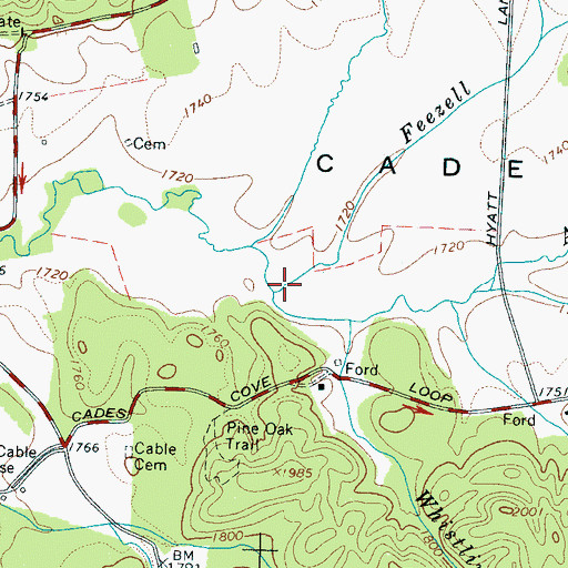 Topographic Map of Feezell Branch, TN