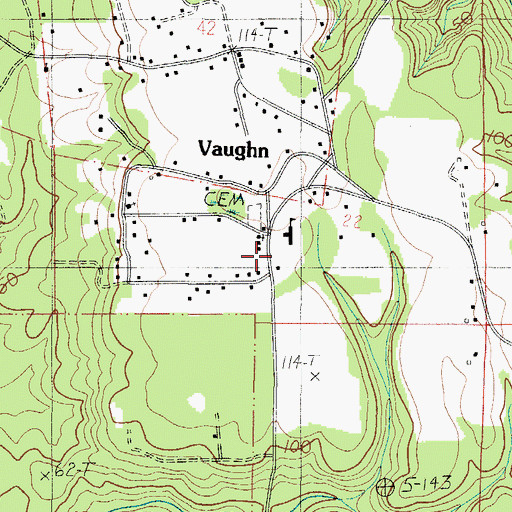 Topographic Map of Vaughn, AL
