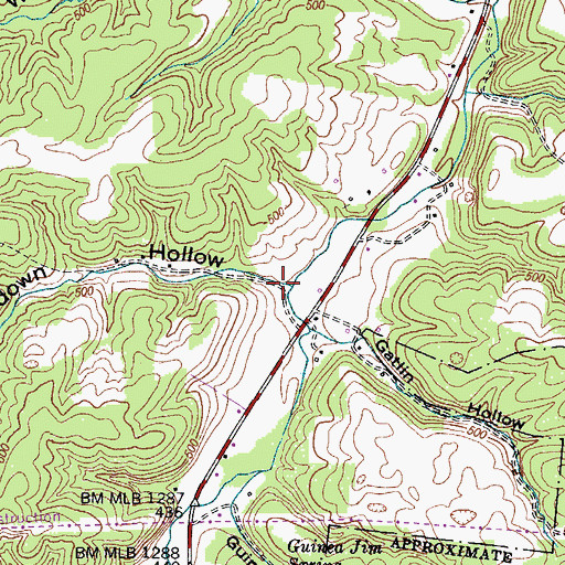 Topographic Map of Felldown Hollow, TN