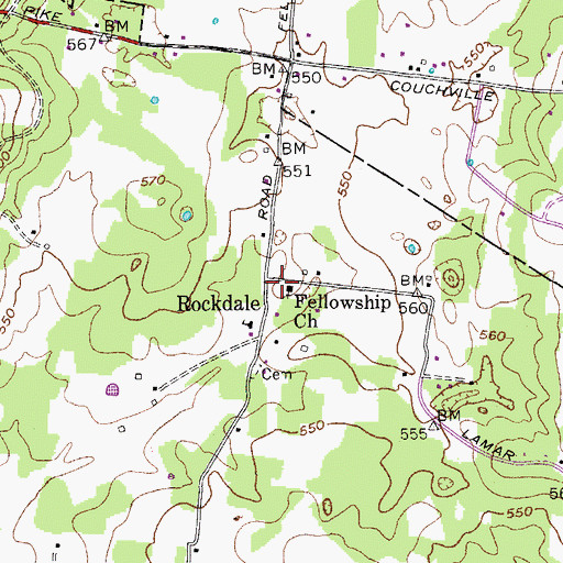 Topographic Map of Fellowship Church, TN